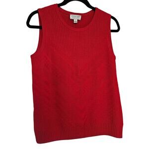 St John Sport Red 80% Wool Classic Preppy Sweater Vest Sz M